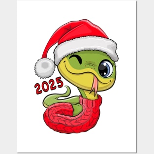 Cute Christmas Snake Posters and Art